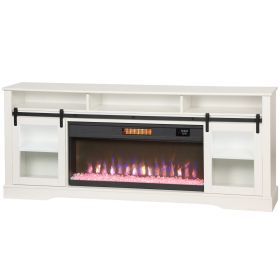 HOMCOM Fireplace TV Stand for TVs Up to 80 Inch, TV Console with Electric Fireplace, Open Storage and Side Cabinets, White