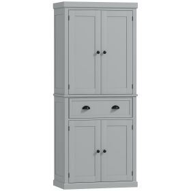HOMCOM 72.5" Kitchen Cabinet, Pantry Storage Cabinet with Doors and Shelves, Freestanding Food Pantry Cabinet, Gray