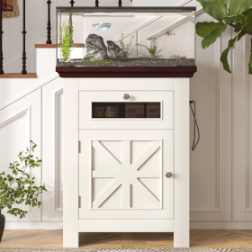 10-15 Gallon Fish Tank Stand, Aquarium Stand with Power Outlets, 198LBS Capacity, Fish Tank Table with Storage Cabinet and Drawer