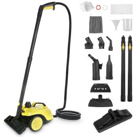 1Pc 1800W Steam Cleaning Machine With Wheels High Temperature And Pressure Steamer Cleaner With 2L Water Tank Stepless Steam Control 15 Accessori (Color: Yellow)